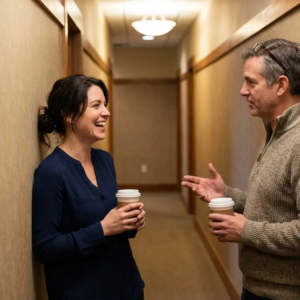 Abondement CPF employeur — salarié et manager discutant d'un projet de formation en langues